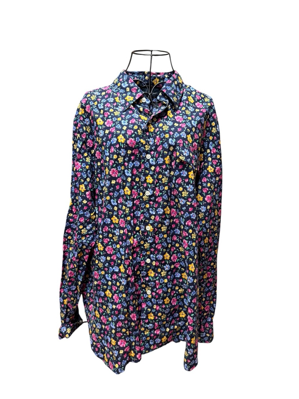 Ralph Lauren Navy Cotton Floral Button-Down Shirt with Pink & Yellow Accents XXL - Picture 2 of 9